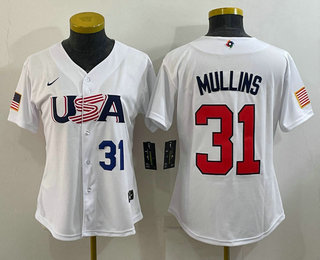 Womens USA Baseball #31 Cedric Mullins Number 2023 White World Classic Stitched Jerseys